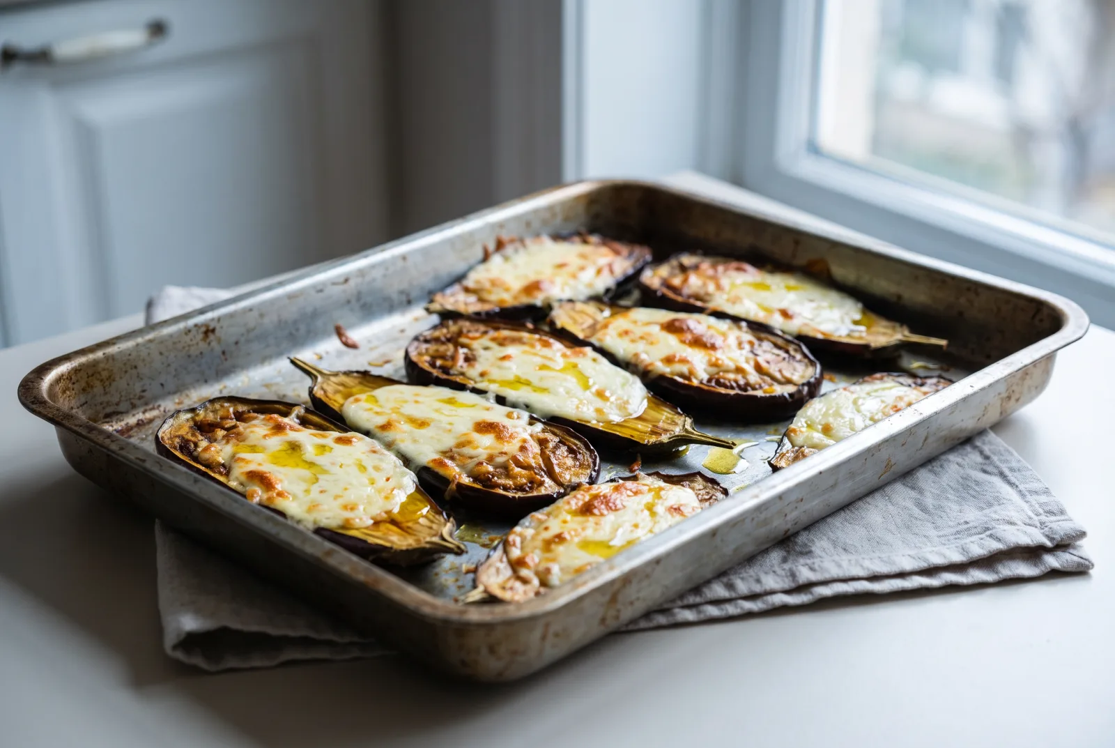 Baked Eggplant and Cheese Chips — Spiced and Crispy