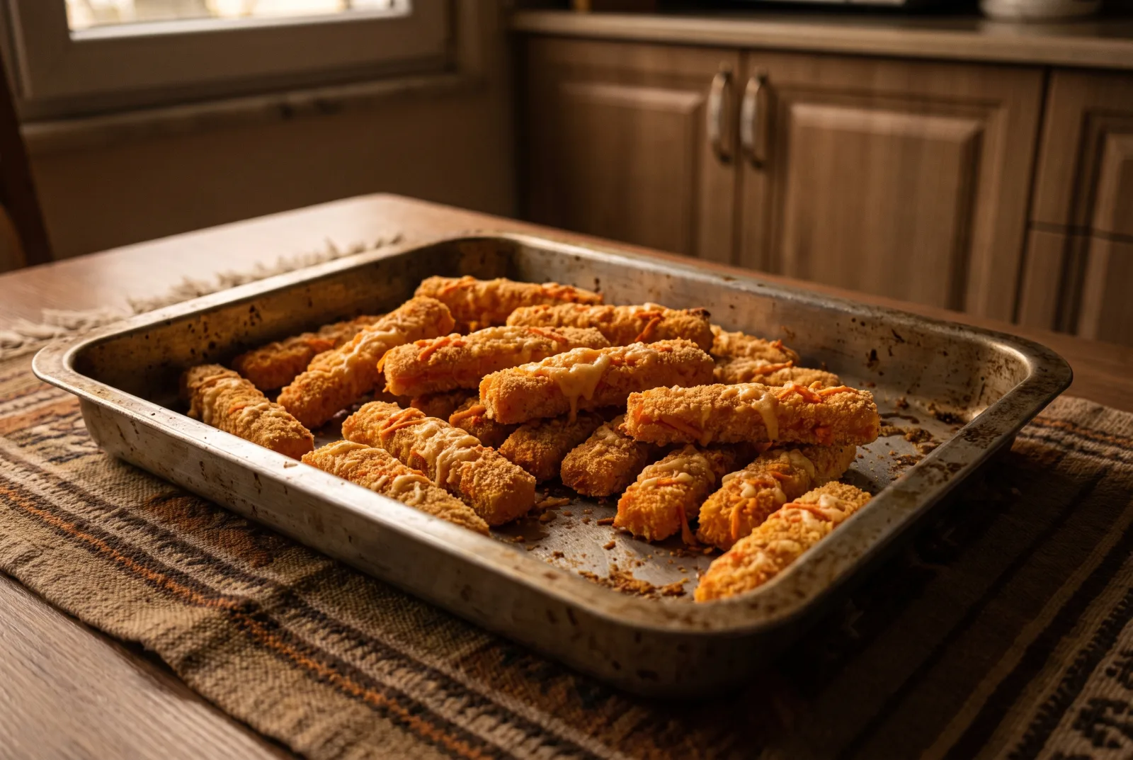 Baked Carrot and Kashar Cheese Sticks | Crunchy Breadcrumb Coating