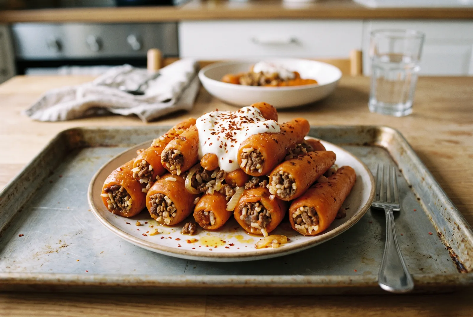 Ground Beef-Stuffed Carrots | A Home-Style Dinner
