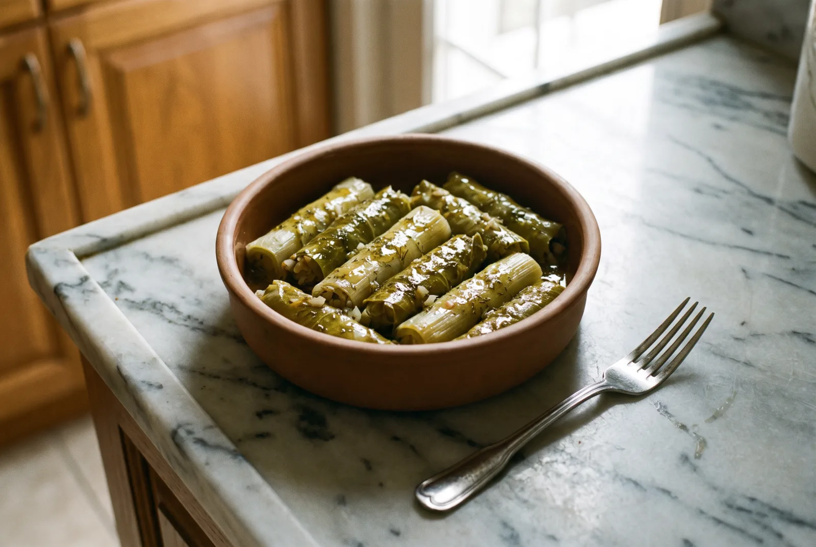 Aegean-Style Leek Rolls in Olive Oil