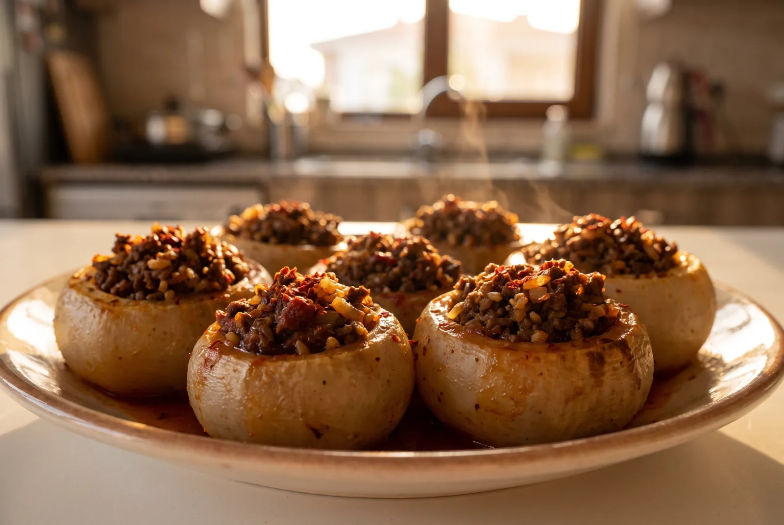 Southeastern Turkish Stuffed Turnips with Ground Beef
