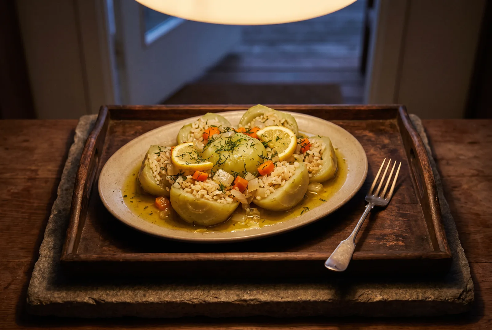 Olive-Oil Stuffed Kohlrabi — Black Sea Style