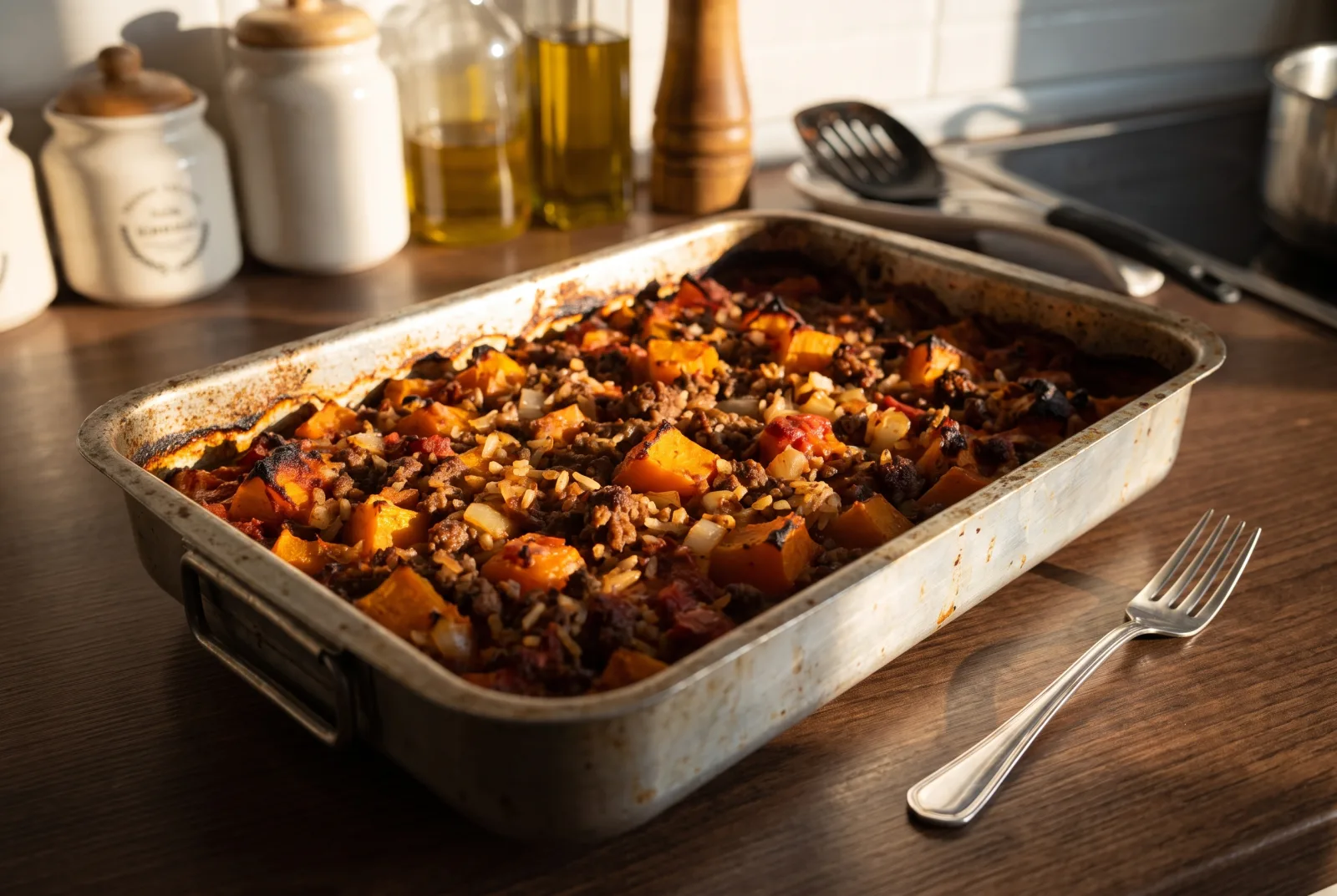 Baked Stuffed Pumpkin with Ground Beef and Rice