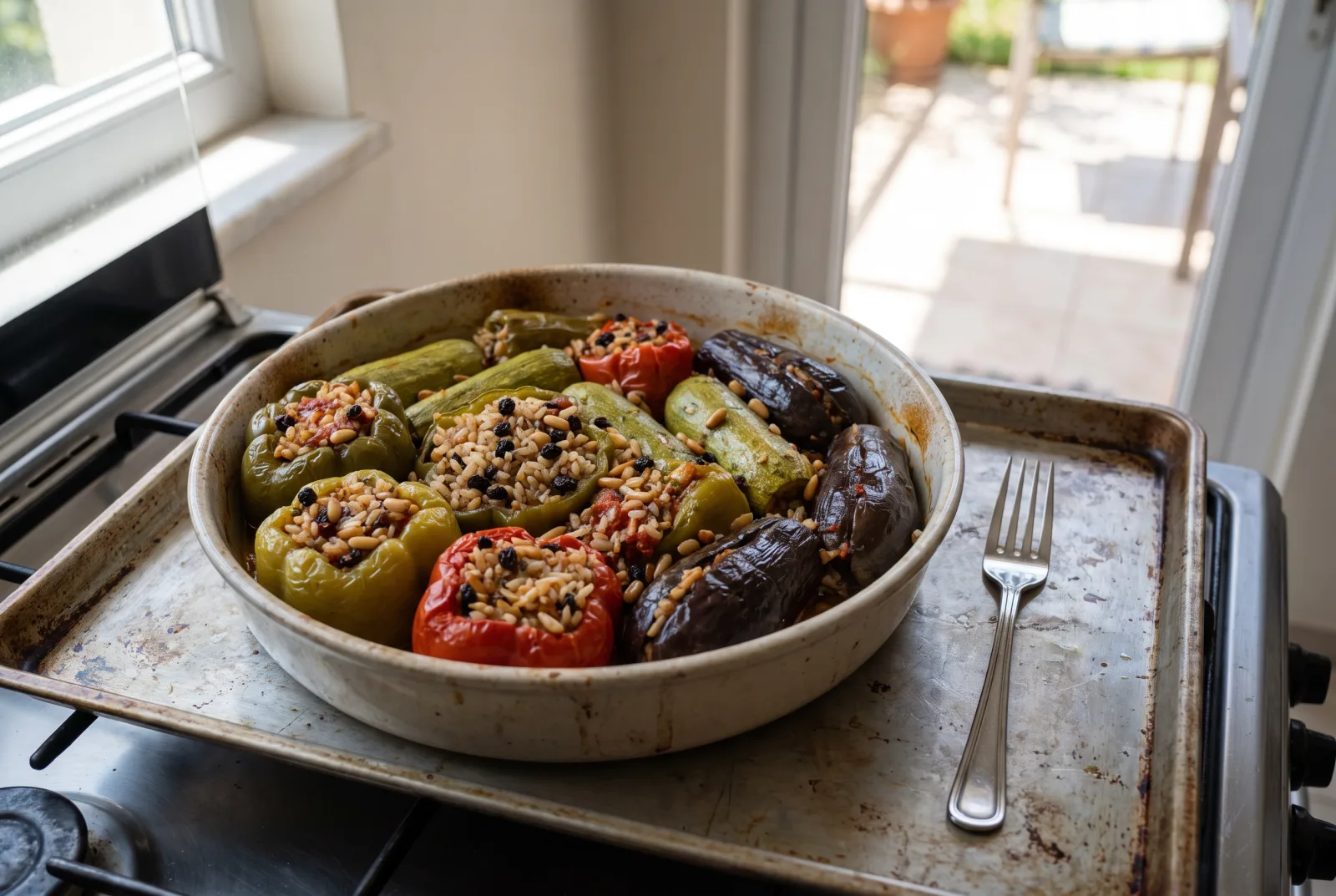 Zeytinyağlı Karışık Dolma — Mixed Rice-Stuffed Vegetables in Olive Oil