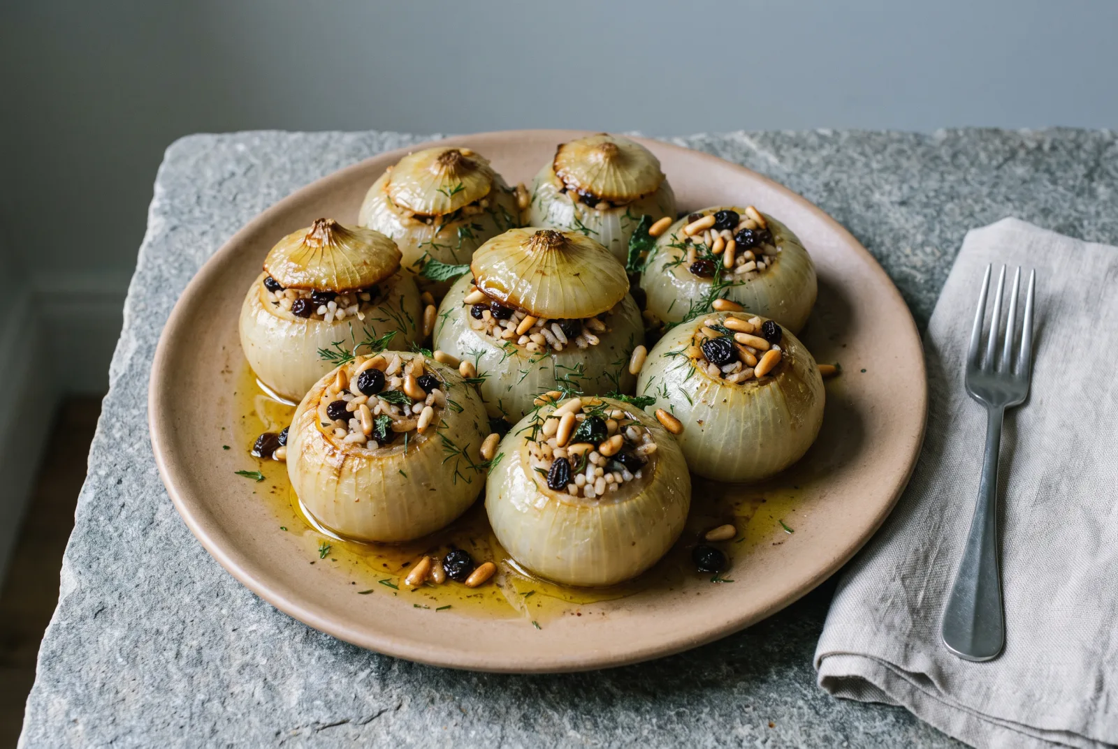 Aegean-Style Stuffed Onions with Olive Oil
