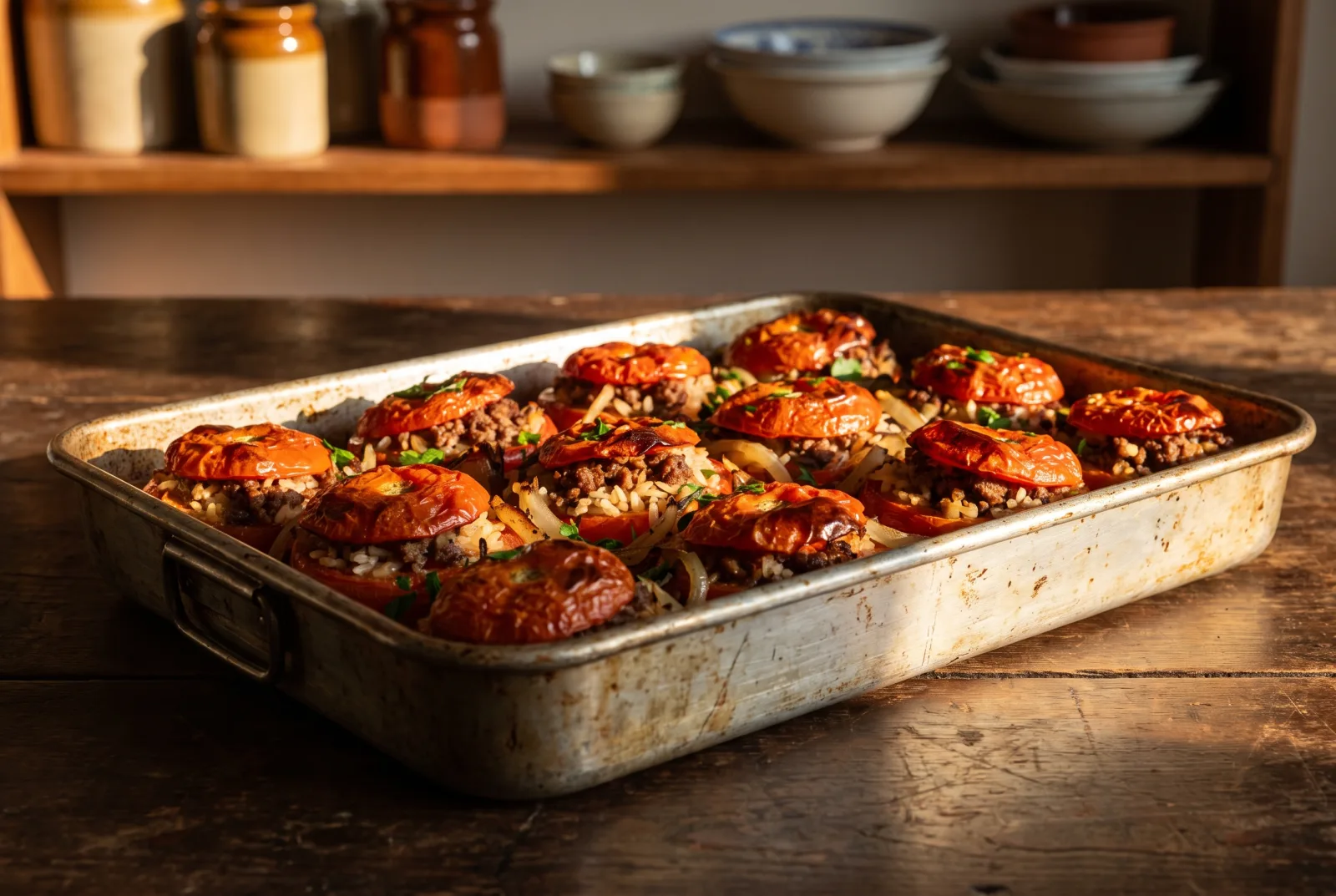 Stuffed Tomatoes with Ground Beef and Rice — Baked Main Dish