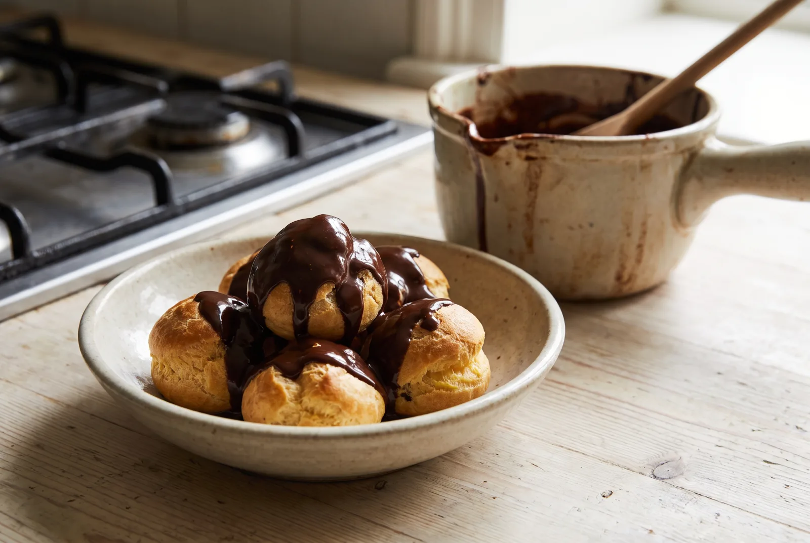 Profiteroles | Cream-Filled Choux Pastry with Chocolate Sauce