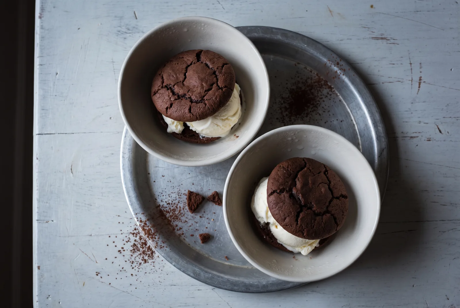 Homemade Ice Cream Sandwiches — Chocolate Cookies with Vanilla Ice Cream