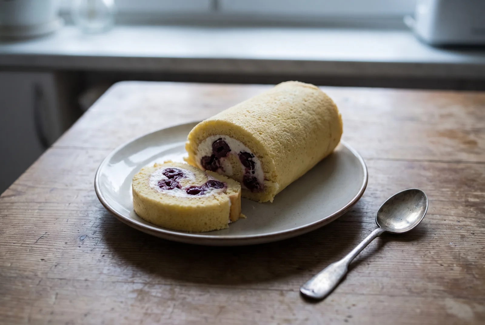 Sour Cherry Cream Cake Roll