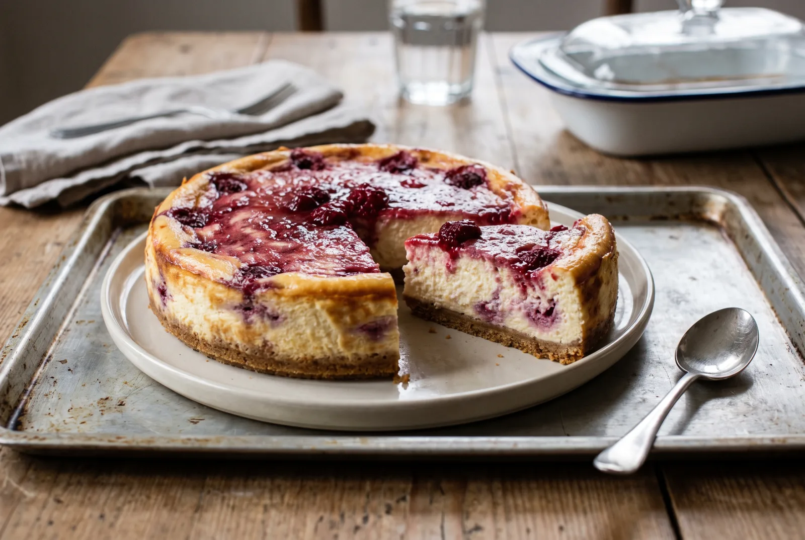 Raspberry Cheesecake | Oven-Baked Cheesecake