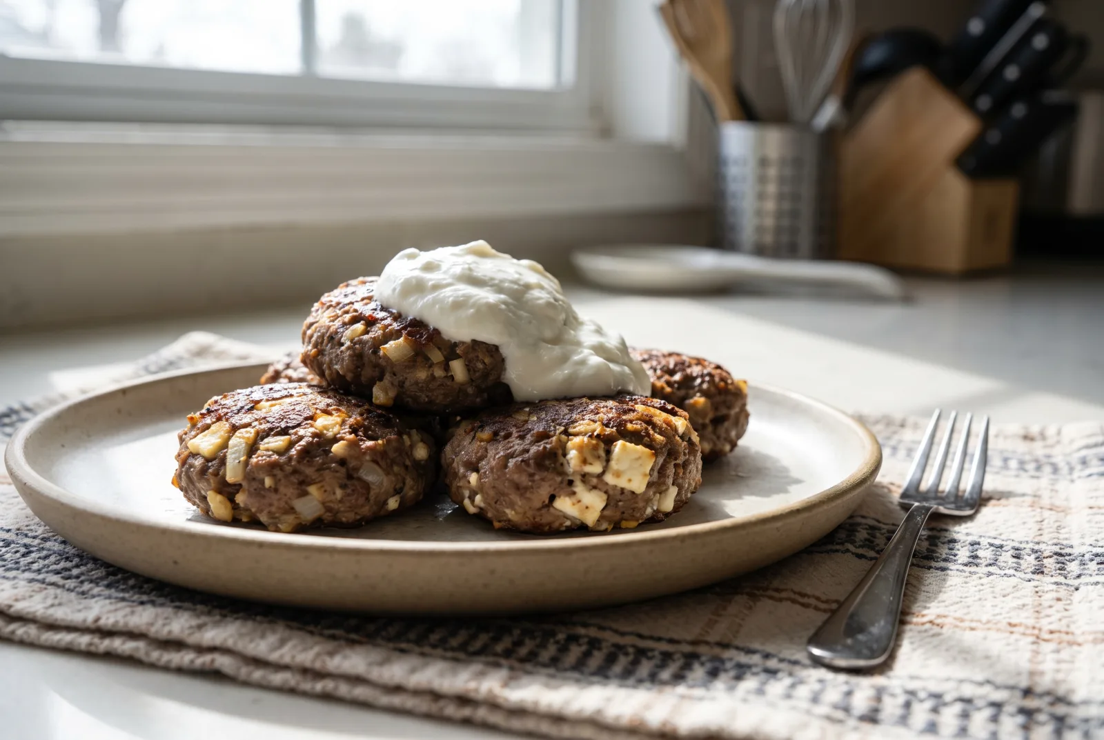 Greek Bifteki — Grilled Beef Patties with Feta