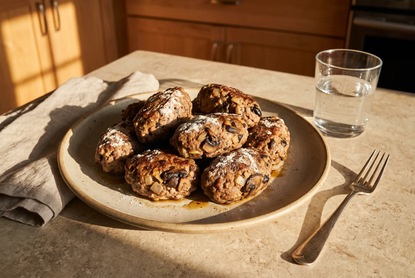 Skillet Meatballs with Mushrooms
