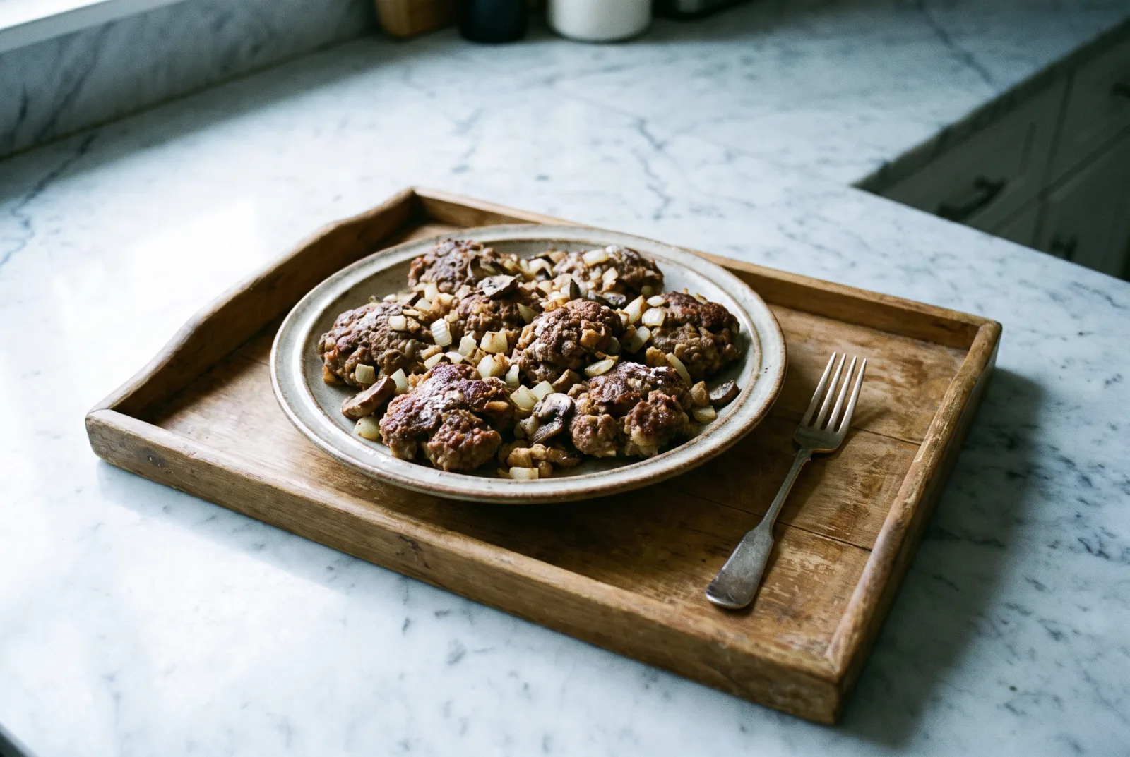 American-Style Hamburger Steaks with Mushroom Gravy