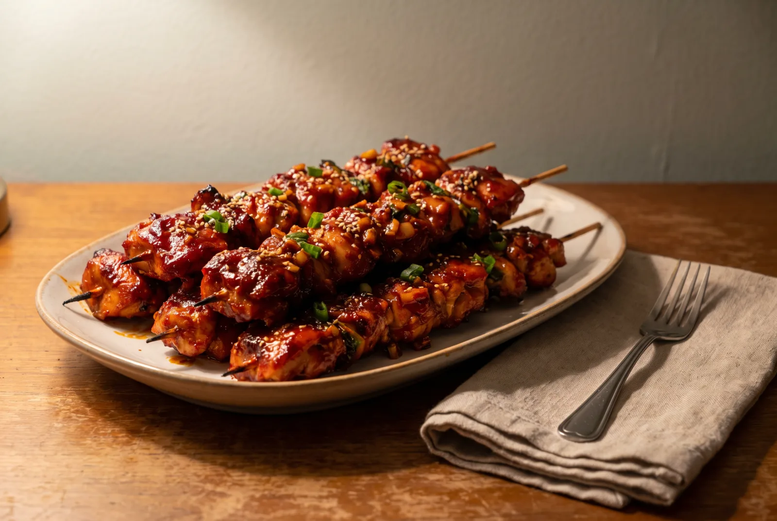 Dak-kkochi — Korean Gochujang Chicken Skewers