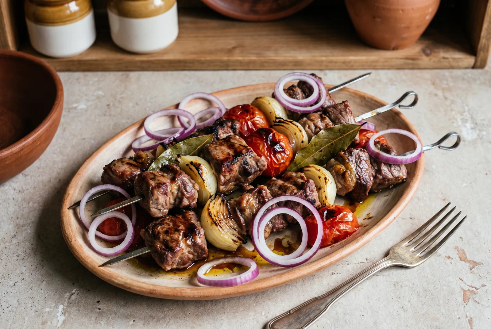 Georgian Lamb Skewers (Mtsvadi) | Marinated Grilled Lamb