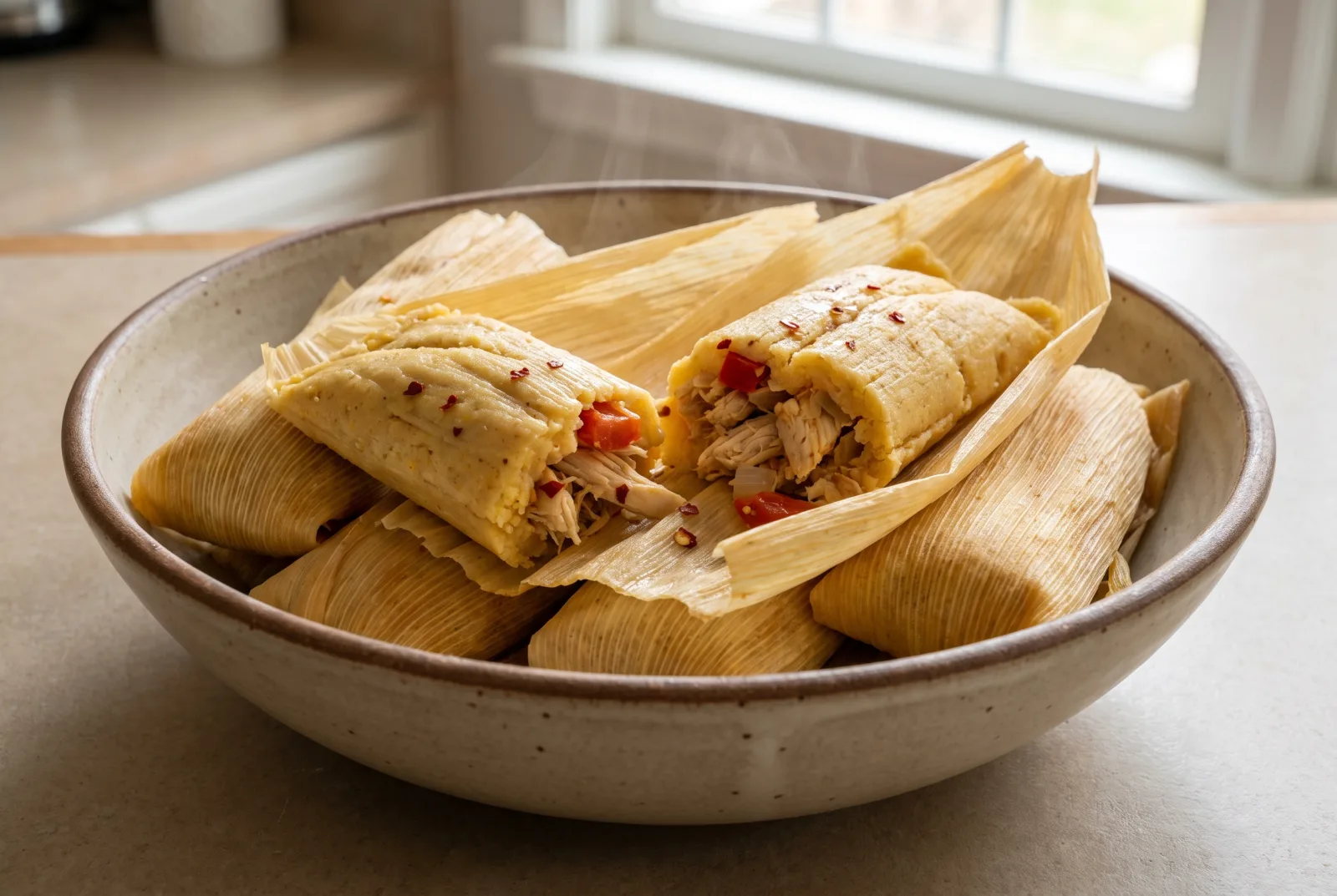 Tamales — Mexican Steamed Corn Dough with Chicken Filling
