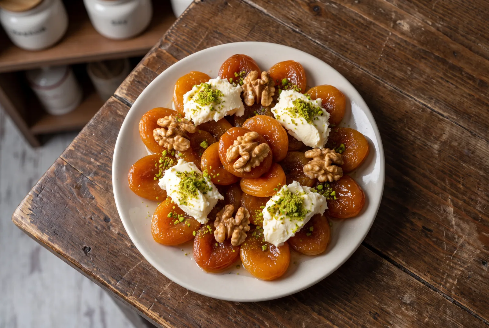 Dried Apricot Dessert | Stuffed with Kaymak and Walnuts