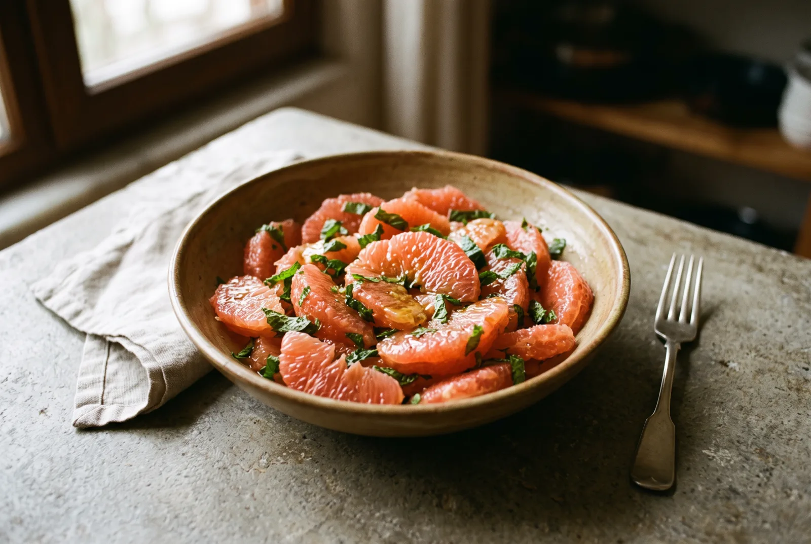 Honeyed Grapefruit Salad | Grapefruit Slices with Mint