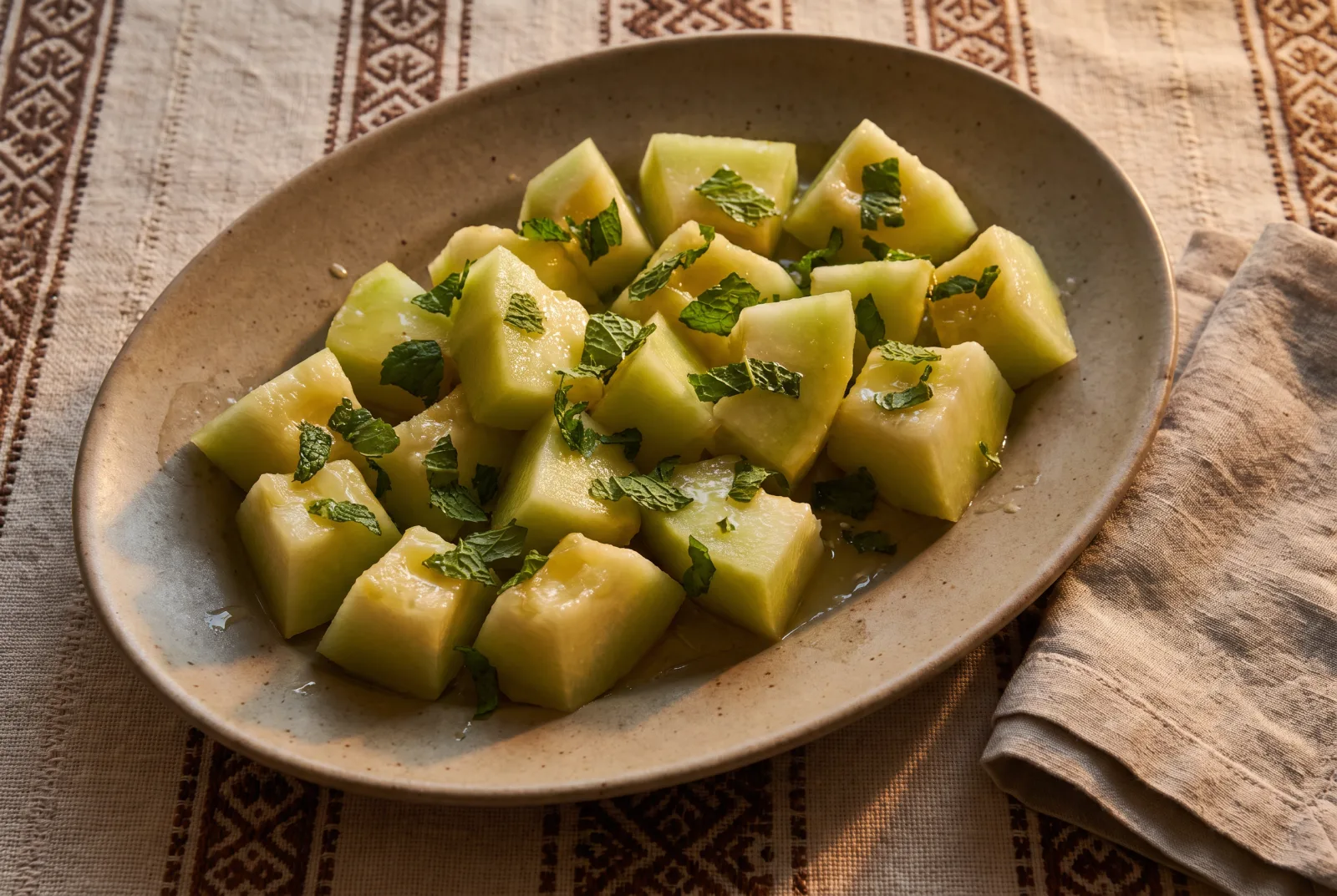 Honey-Drizzled Melon Plate — Mint and Lemon