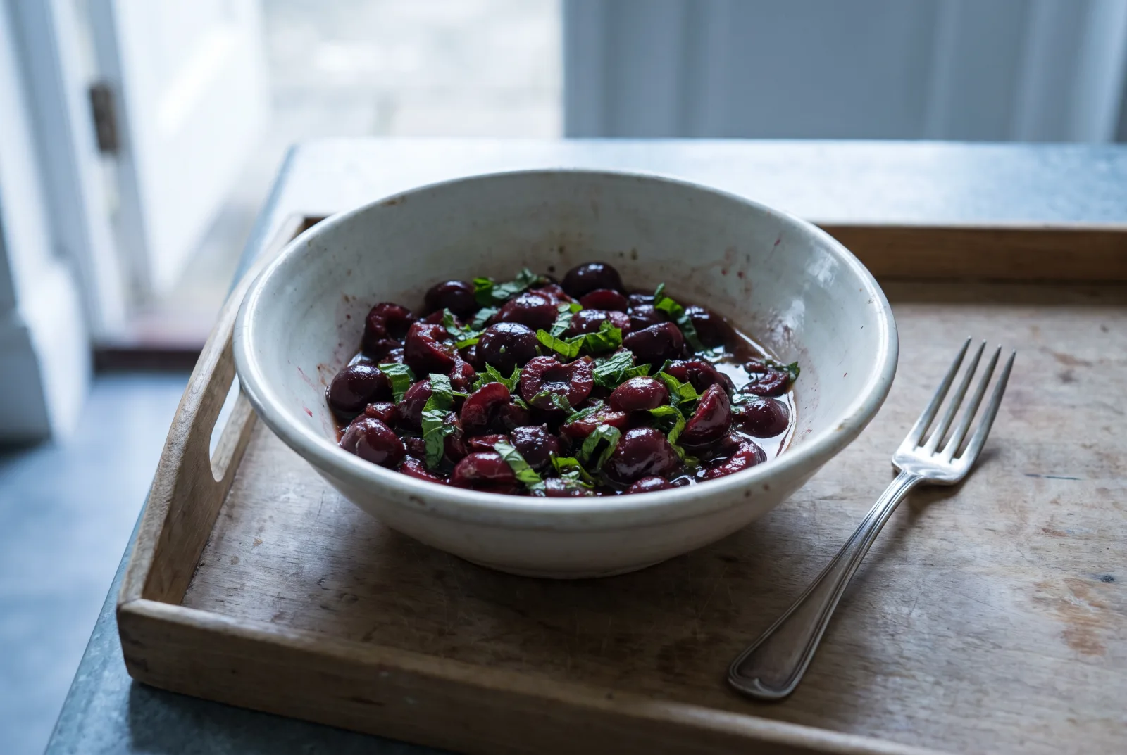 Summer Cherry Salad with Mint and Lemon