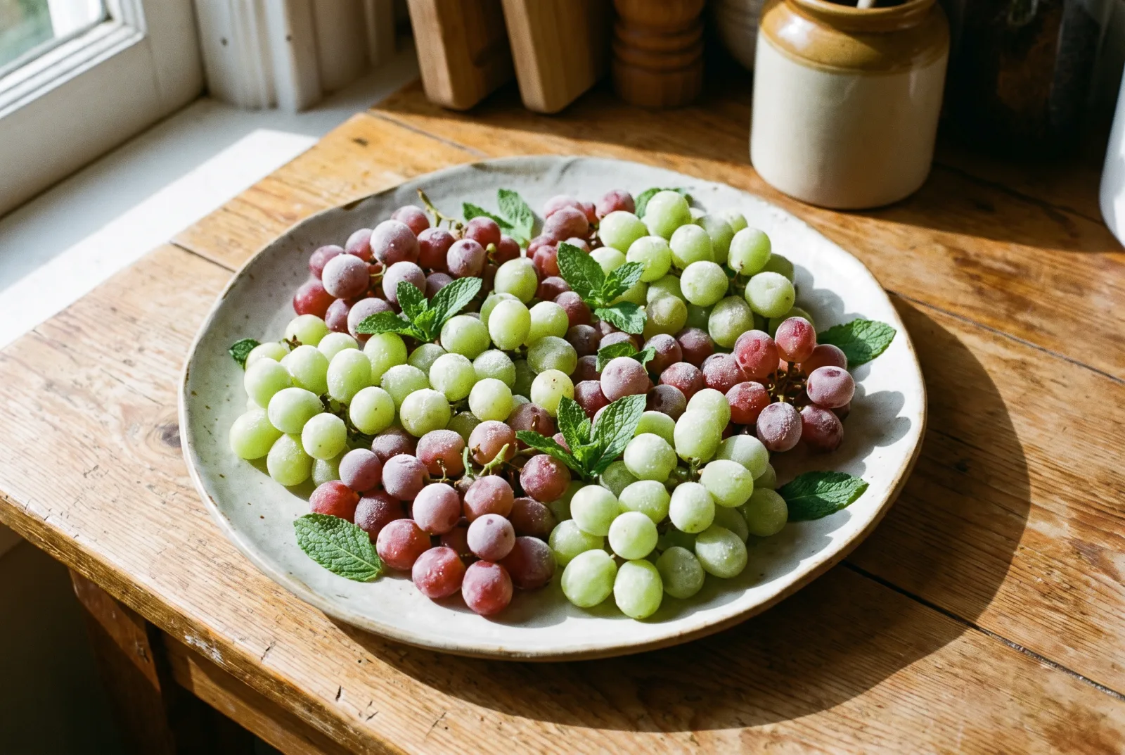 Frozen Grape Snack | Frozen Grapes with Mint
