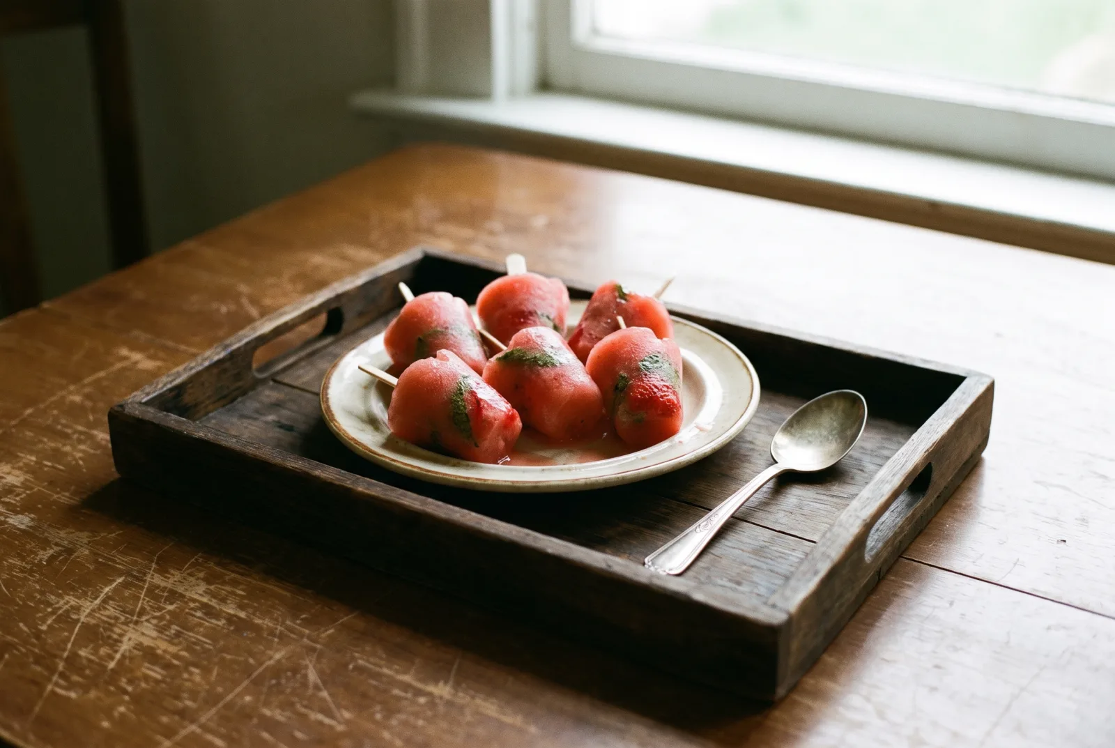 Watermelon and Strawberry Ice Pops — Homemade with Lemon and Mint