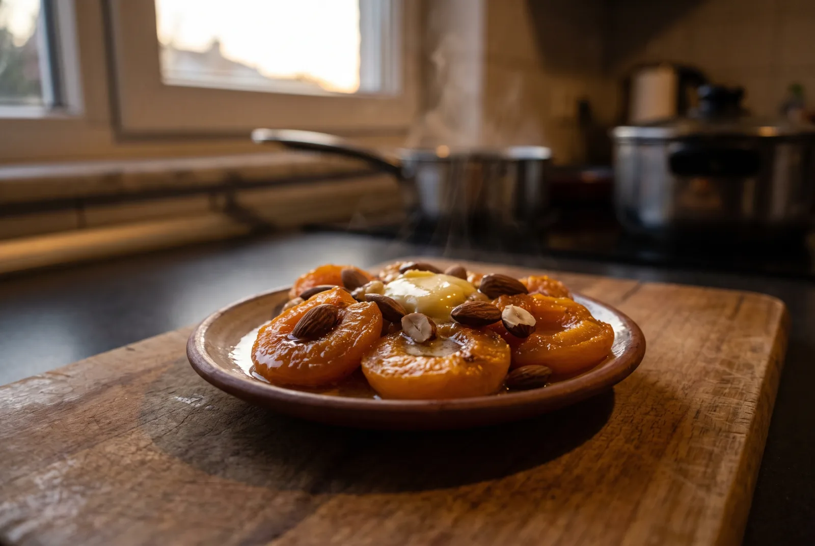 Baked Fresh Apricots with Honey and Almonds