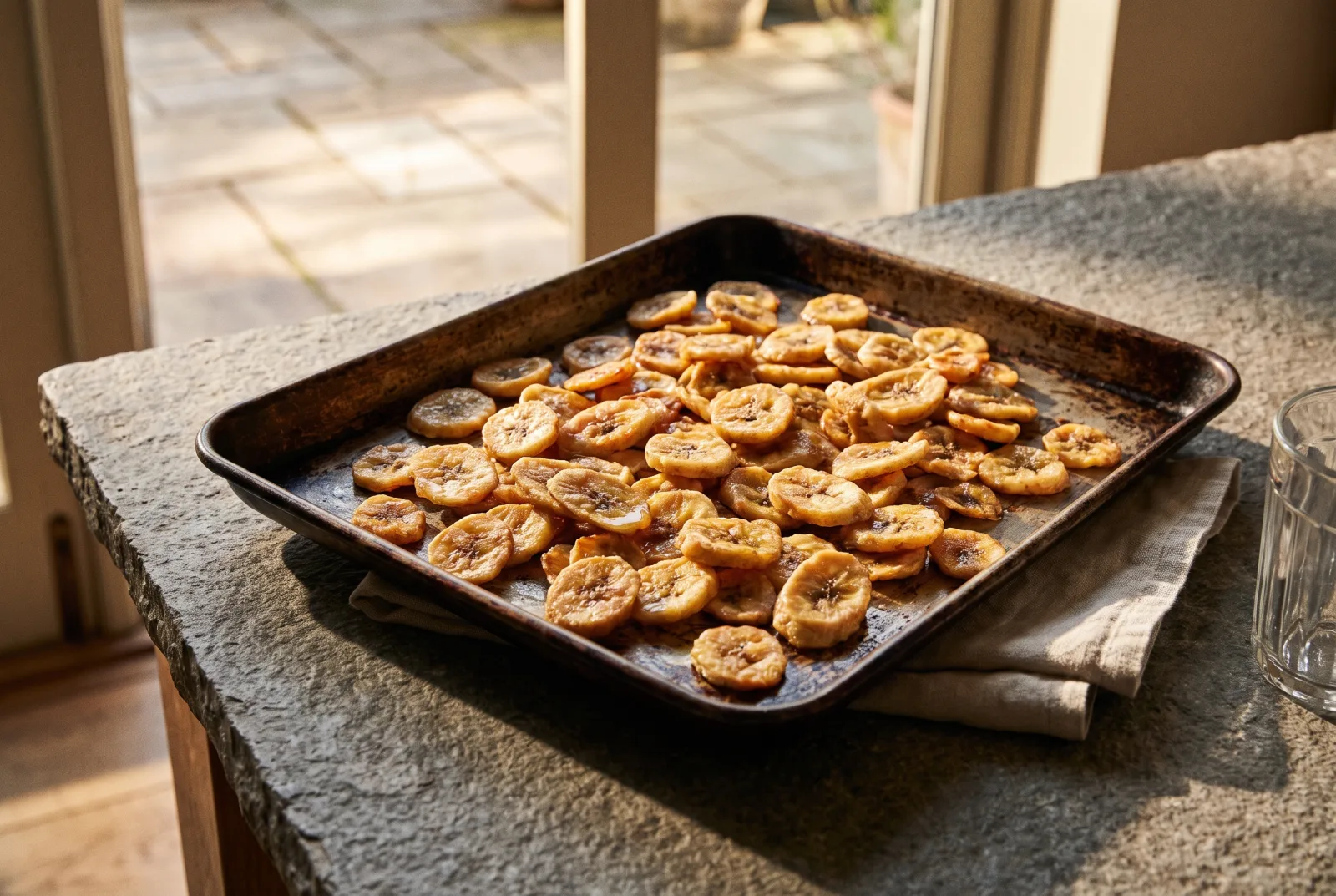 Baked Banana Chips with Cinnamon