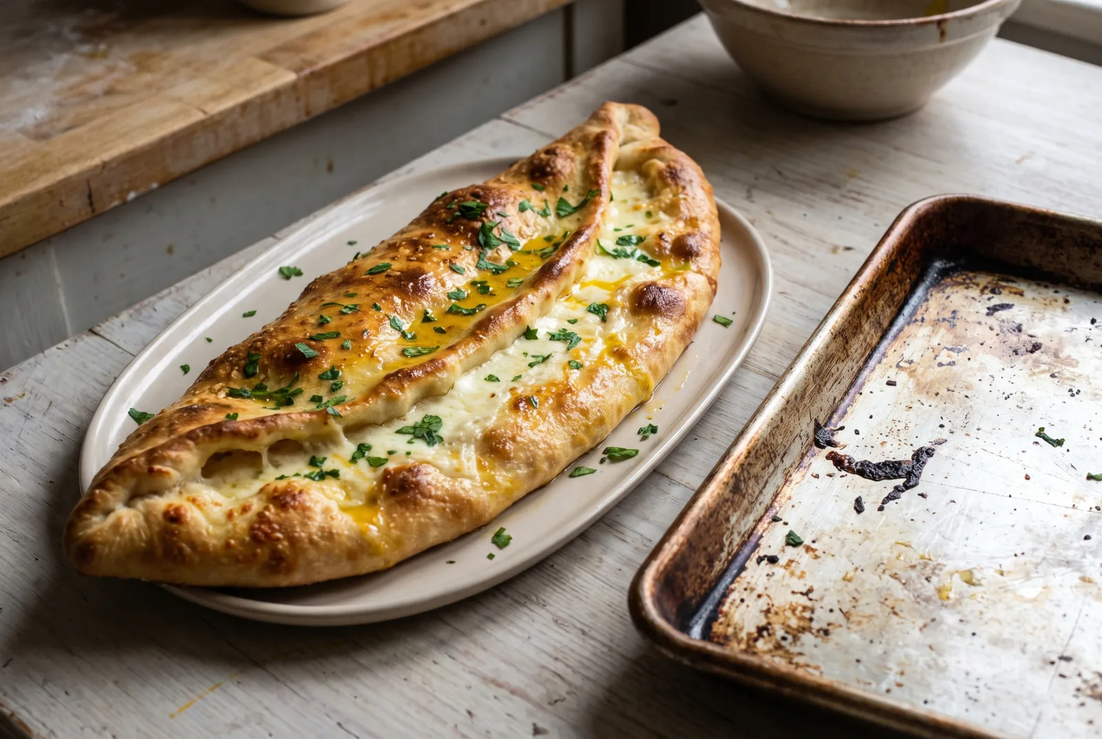 Cheese Pide | White Cheese and Parsley Pide