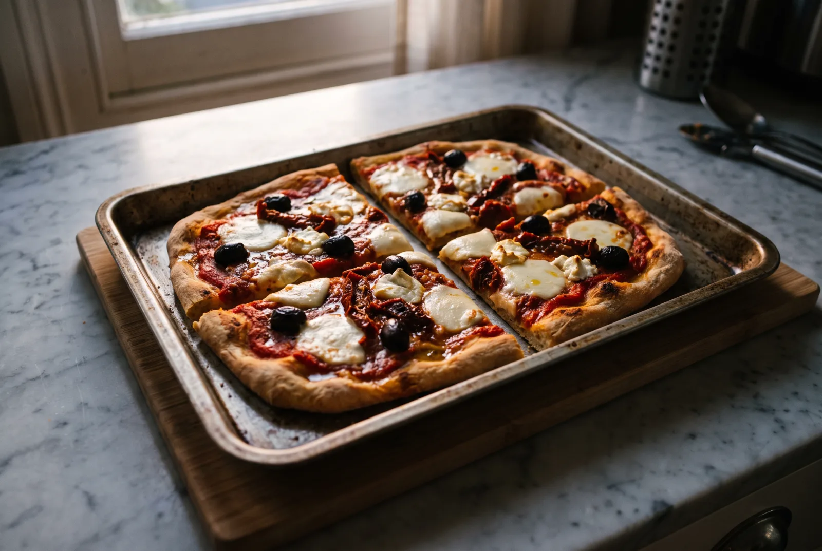 Mediterranean Vegetable Pizza with Olives and Dried Tomatoes