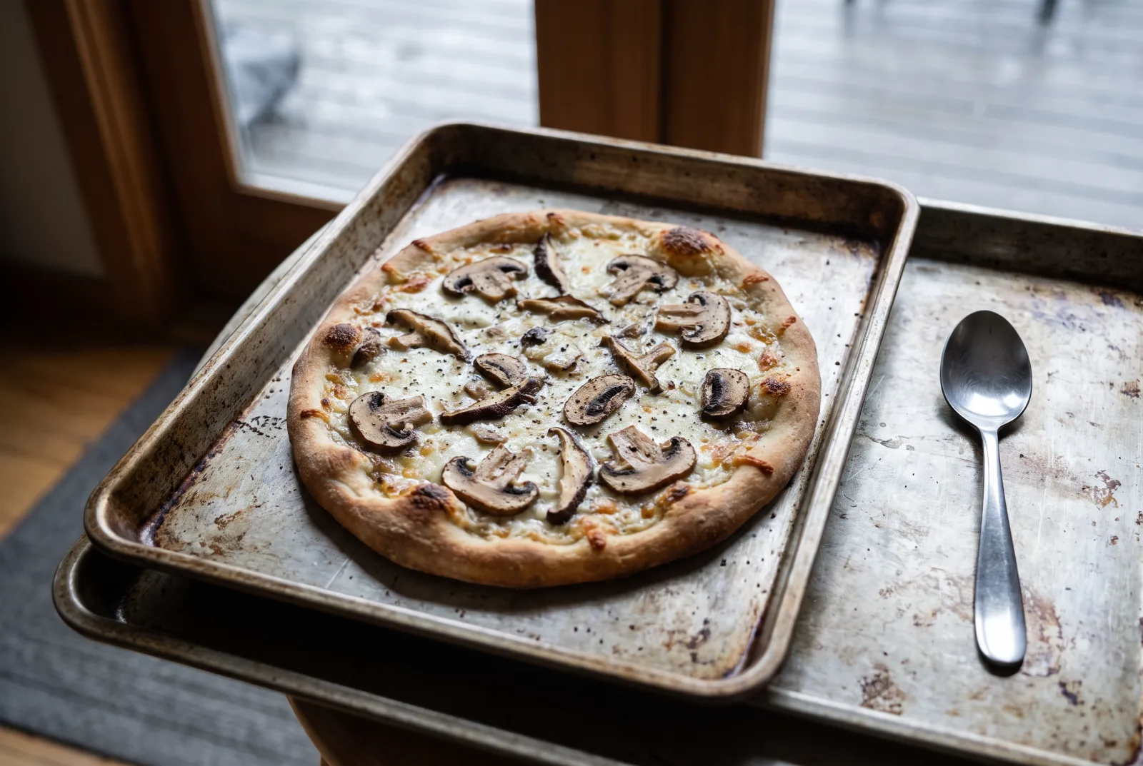 Mushroom Pizza with White Sauce | Creamy Italian Pizza Loaded with Mushrooms