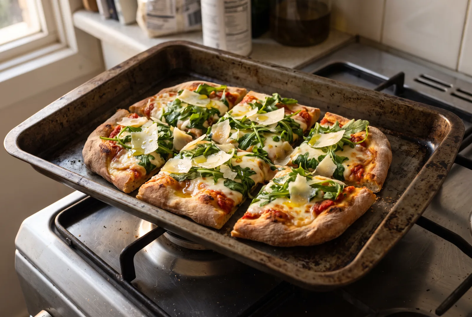 Arugula and Parmesan Pizza | Italian Pizza with Fresh Arugula