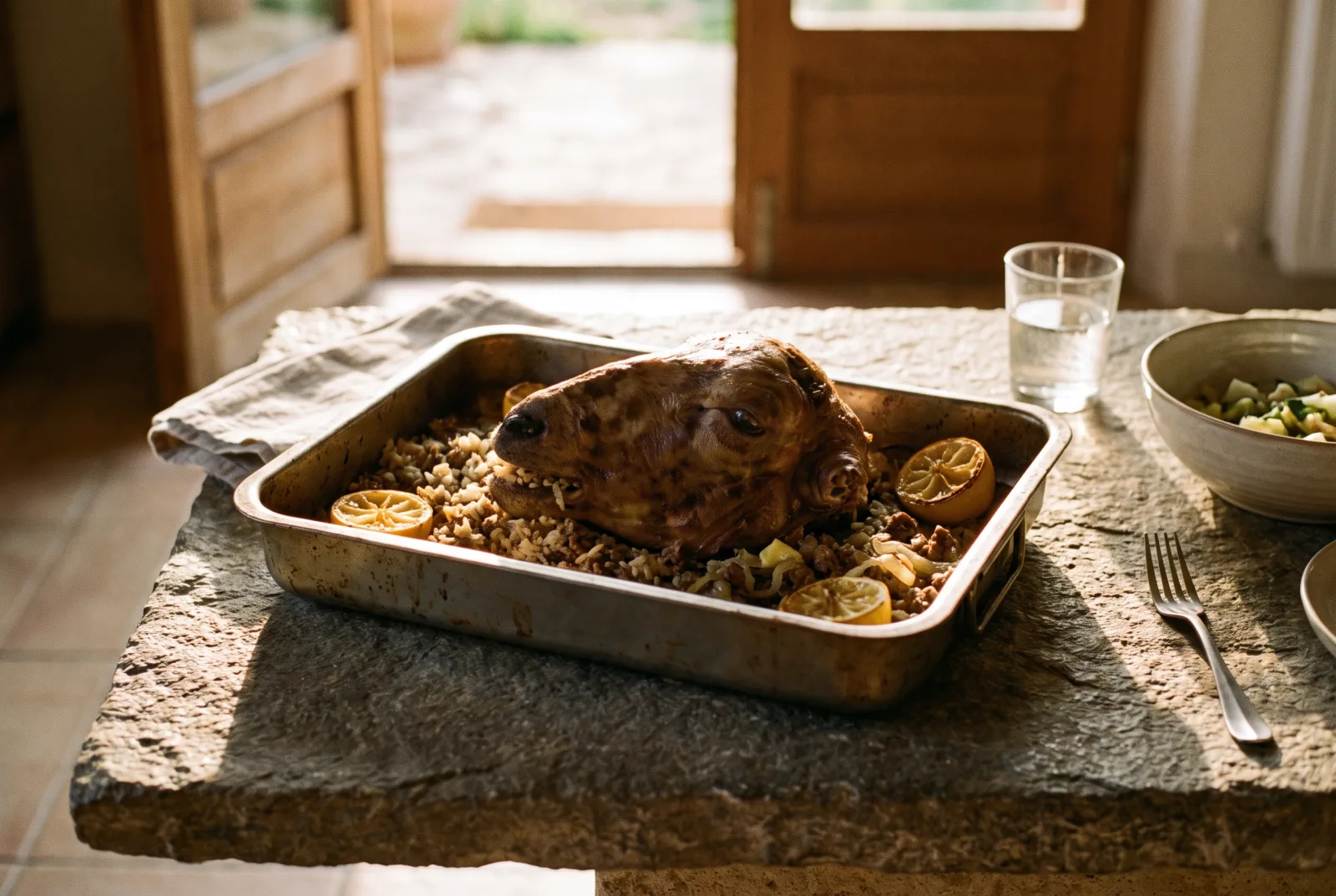 Stuffed Lamb’s Head with Rice and Meat Filling