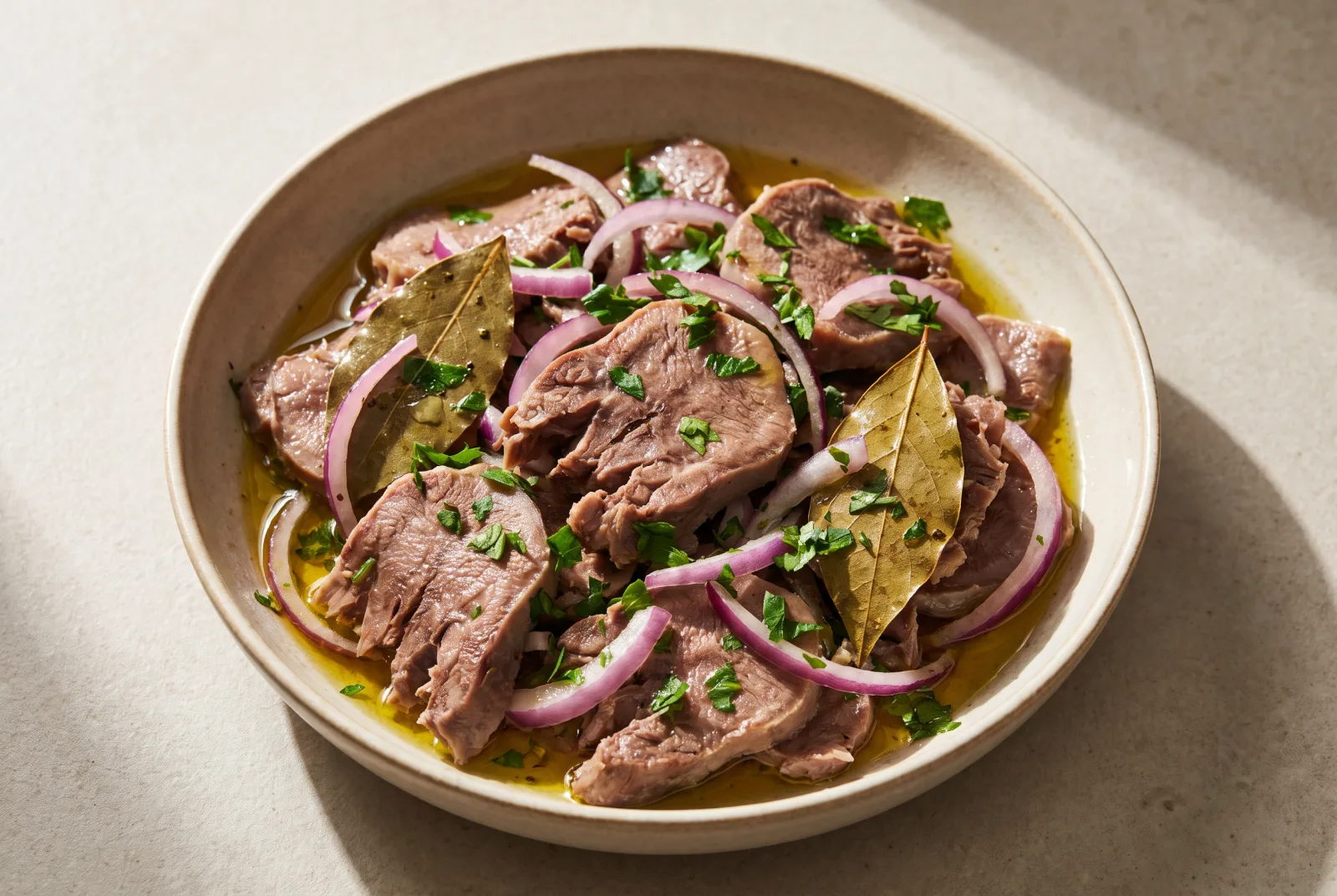 Beef Tongue Salad | Olive Oil-Dressed Sliced Tongue