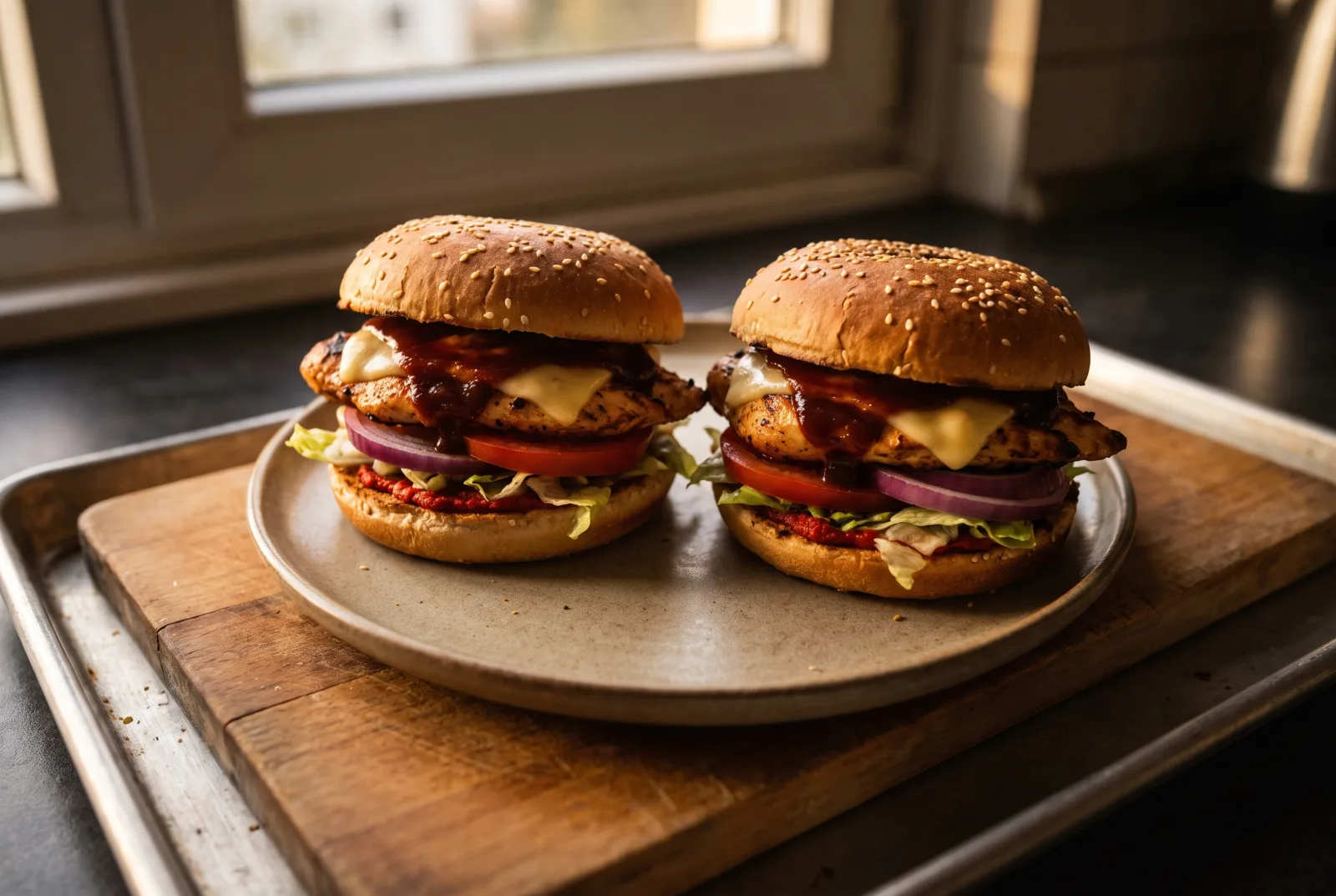 Barbecue Chicken Burger | Caramelized Onion Chicken Burger