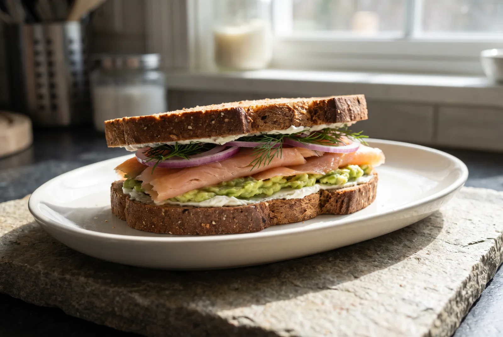 Smoked Salmon Sandwich | Creamy Avocado Salmon Sandwich