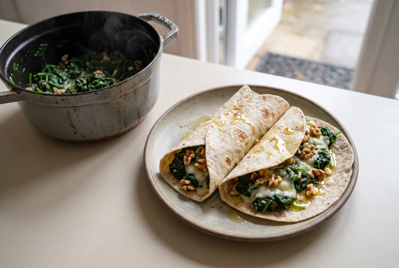Spinach and Cheese Wrap | Vegetarian Greens Wrap
