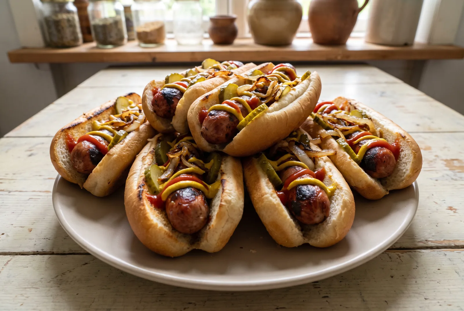 Grilled Sausage Sandwich | Mustard Sausage in a Bun