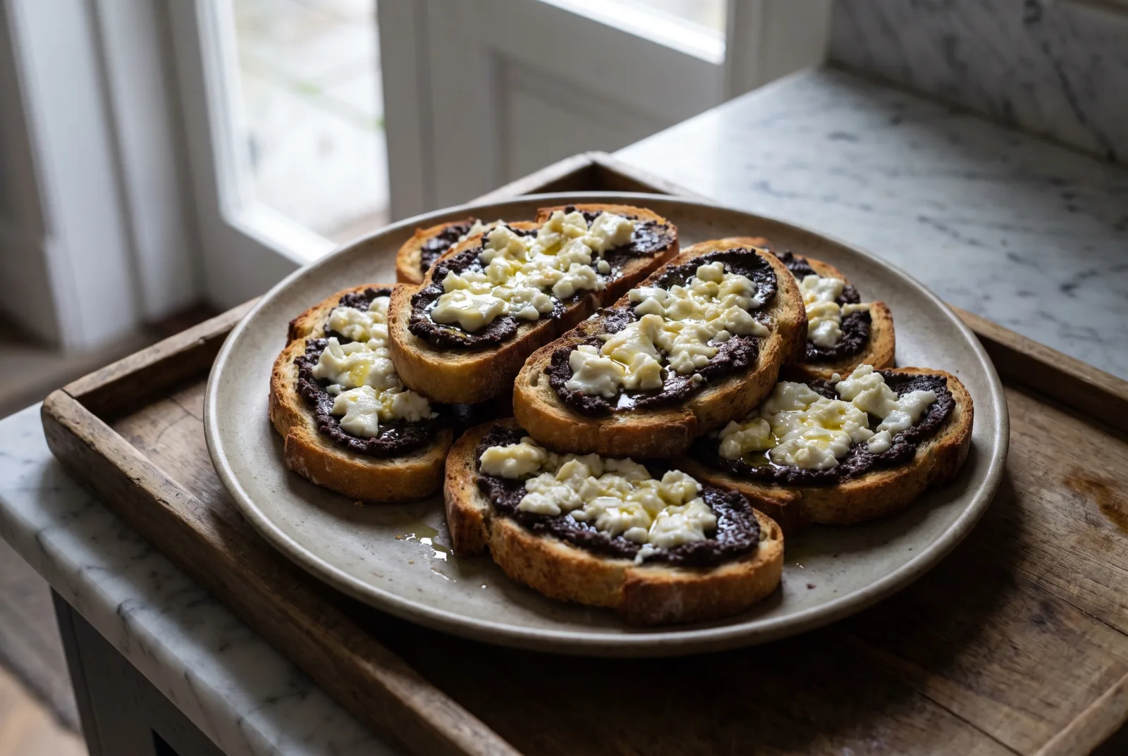 Olive Paste and Cheese Toast | Mediterranean-Style Olive Sandwich