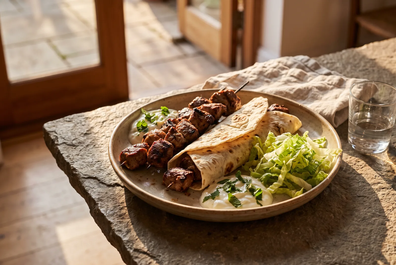 Lamb Skewer Wrap | Grilled Lamb Wrap with Mint Yogurt