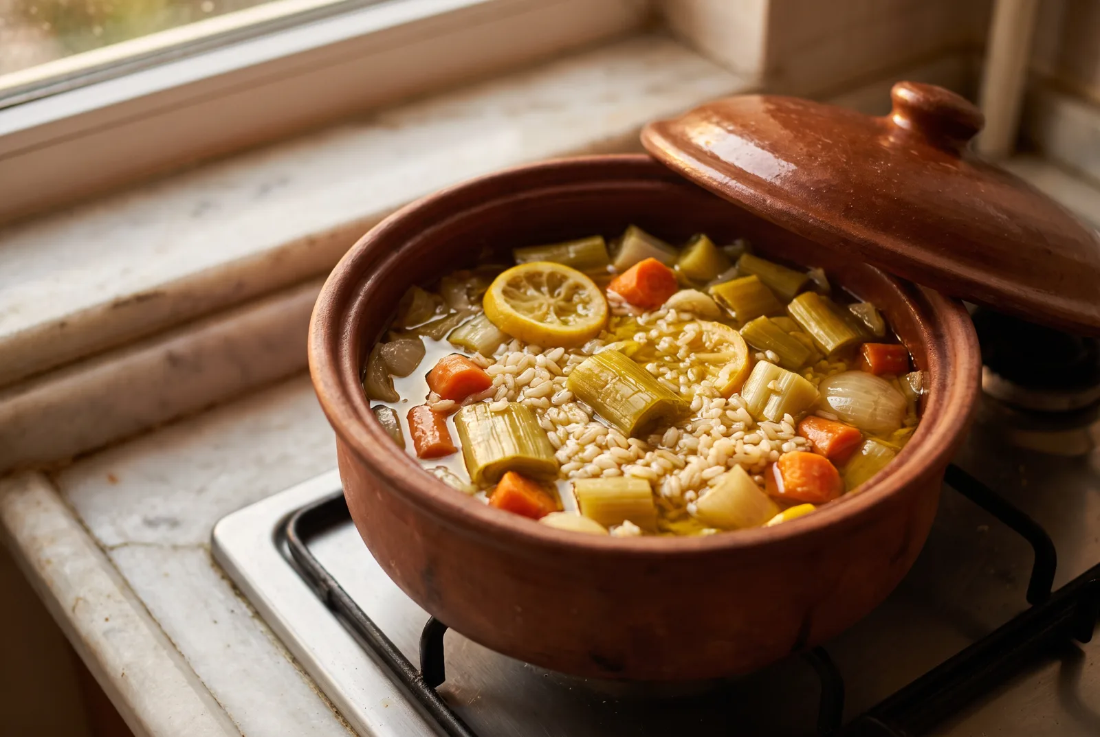 Olive Oil Braised Leeks with Lemon