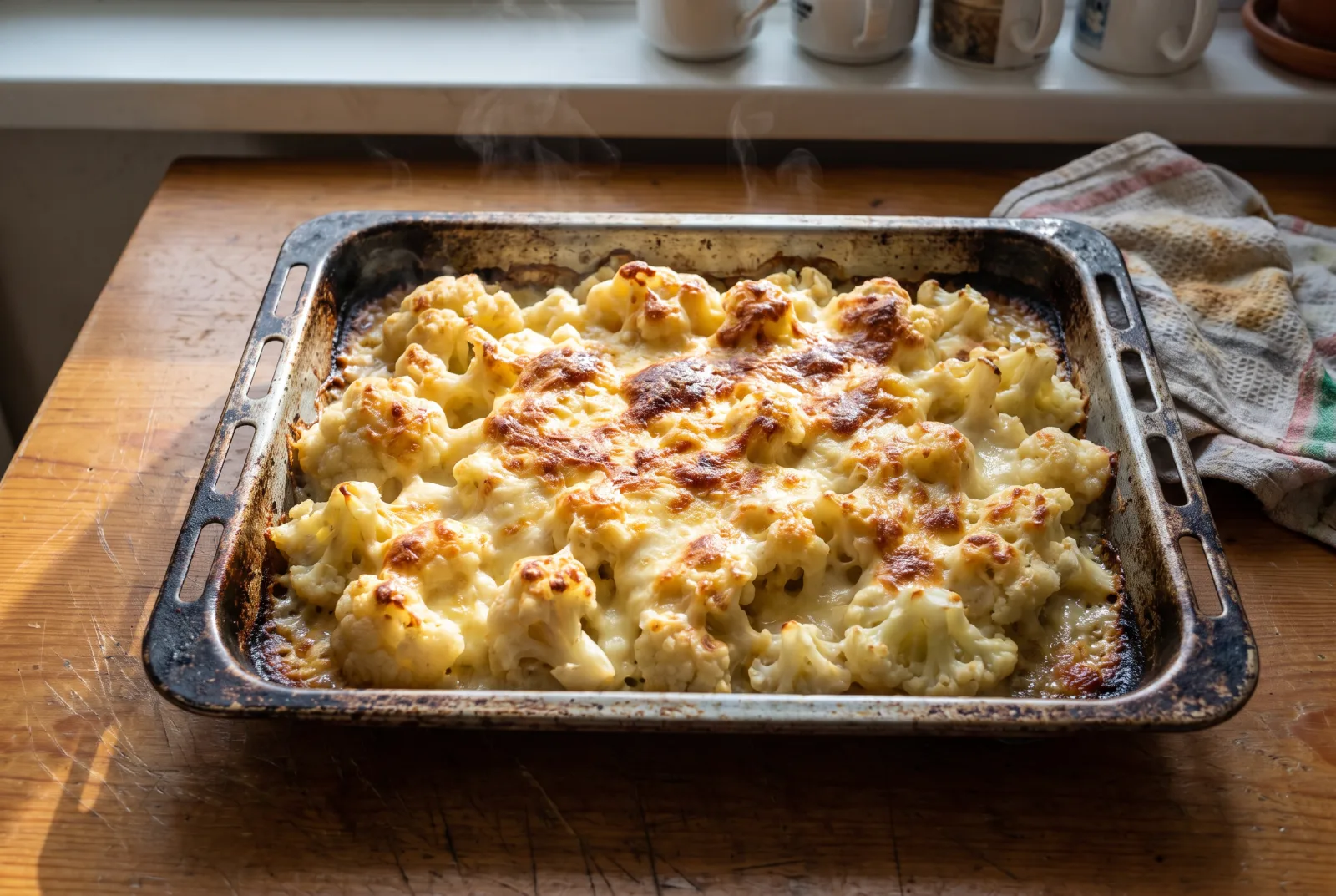 Baked Cauliflower with Kashar Cheese in Cream Sauce