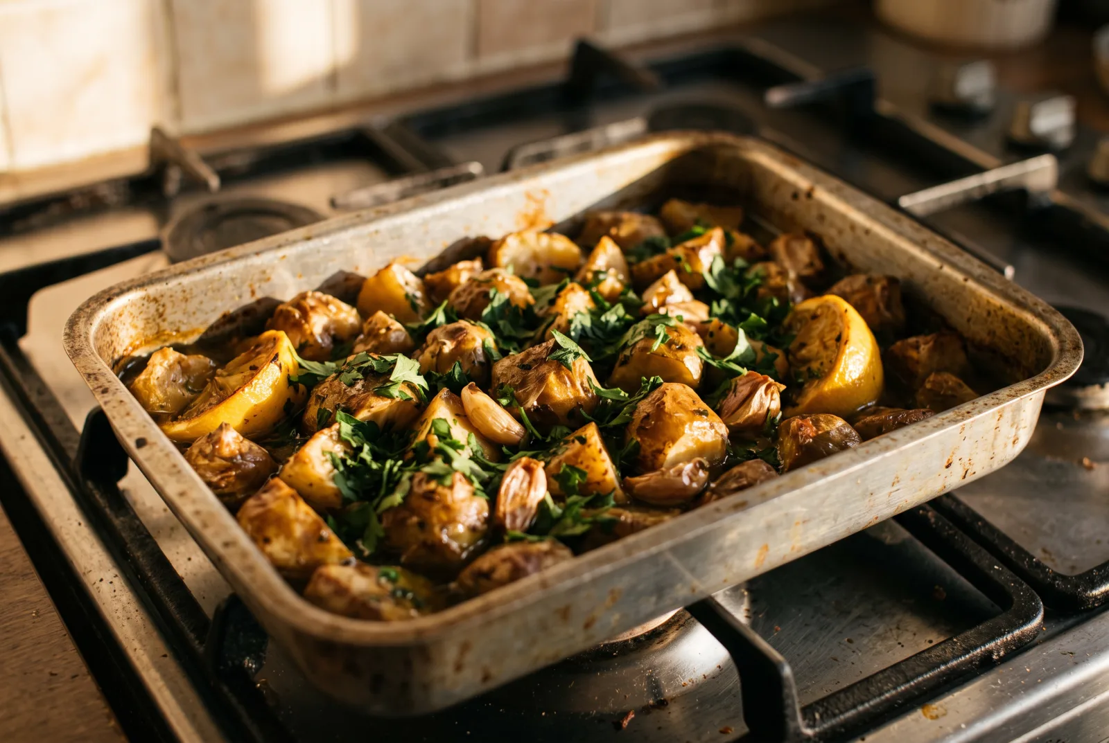 Roasted Jerusalem Artichokes with Garlic