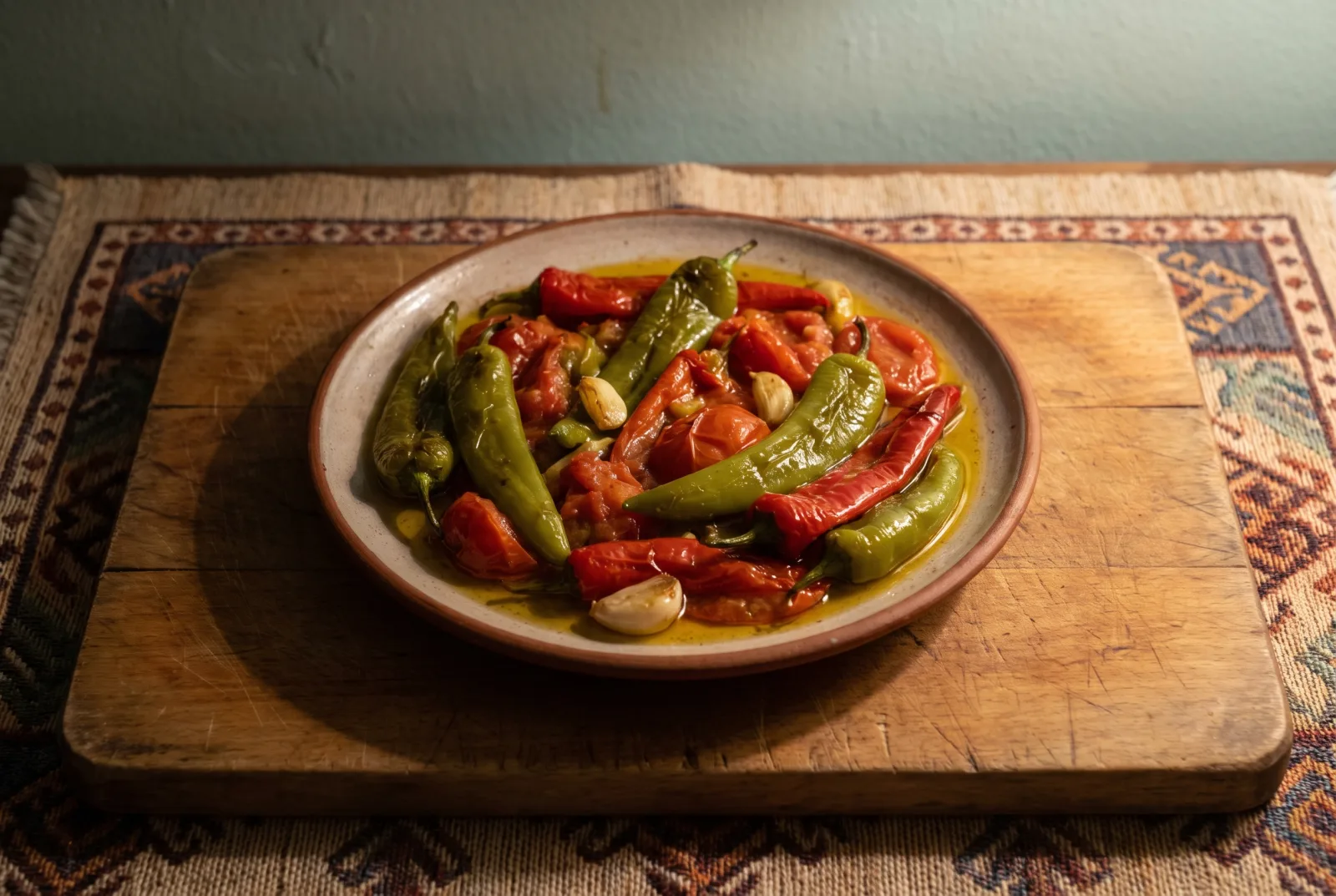 Olive Oil-Sautéed Peppers with Garlic