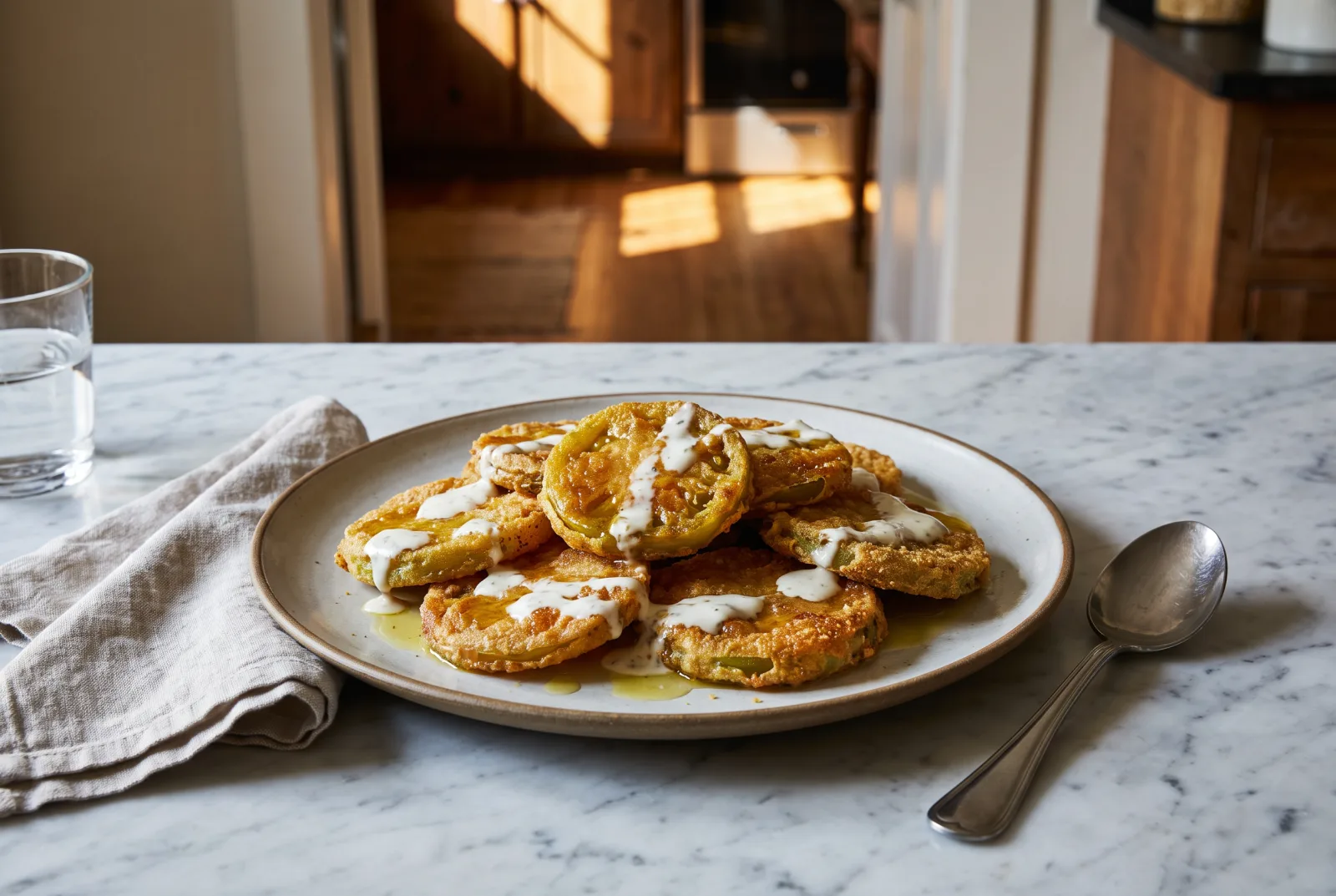 Fried Green Tomatoes with Garlic Yogurt Sauce