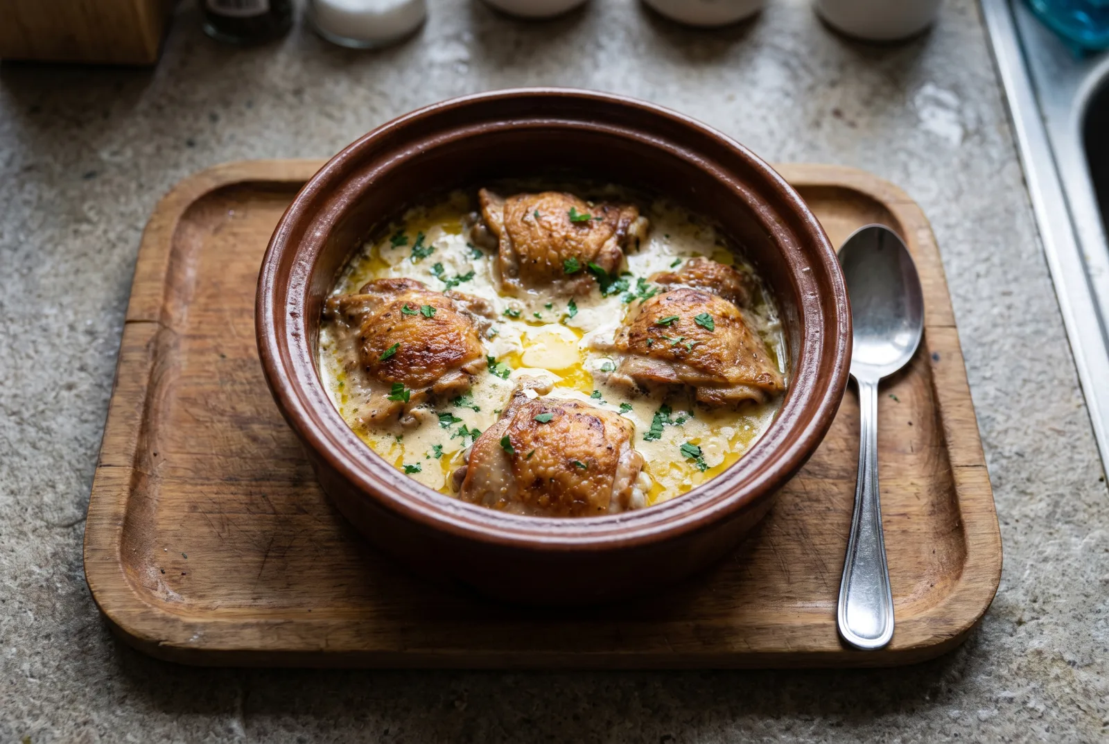 Georgian-Style Chicken Shkmeruli | Creamy Garlic Chicken Casserole