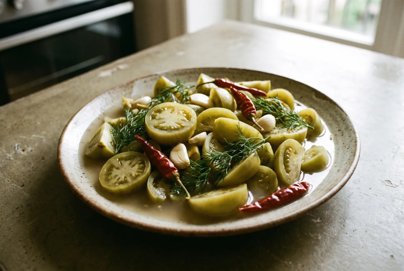 Green Tomato Pickles | Tangy Winter Pickles