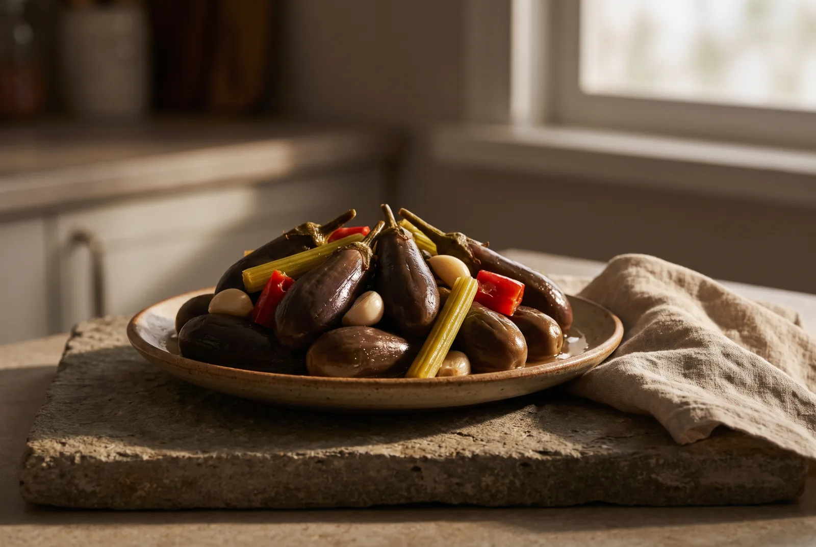 Pickled Eggplant | Stuffed Vinegar Pickles