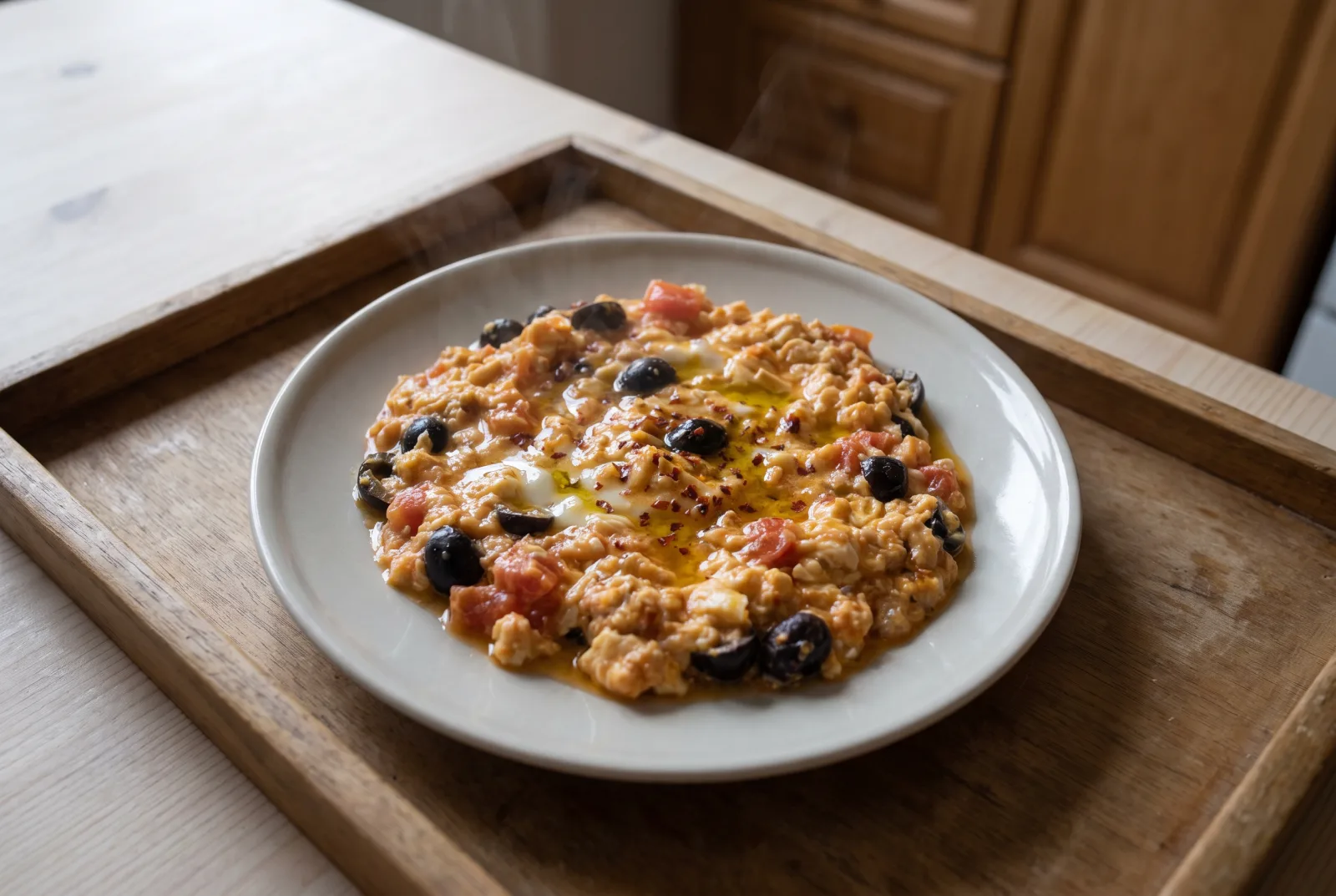 Turkish Breakfast Classic: Eggs with Black Olives