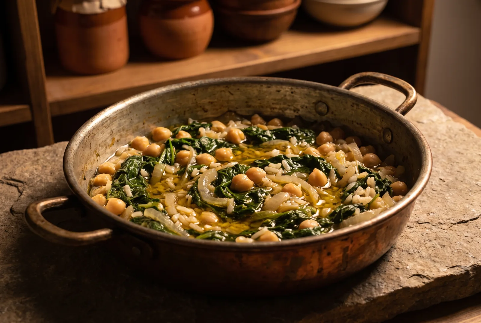 Olive Oil Spinach | Served Cold with Chickpeas